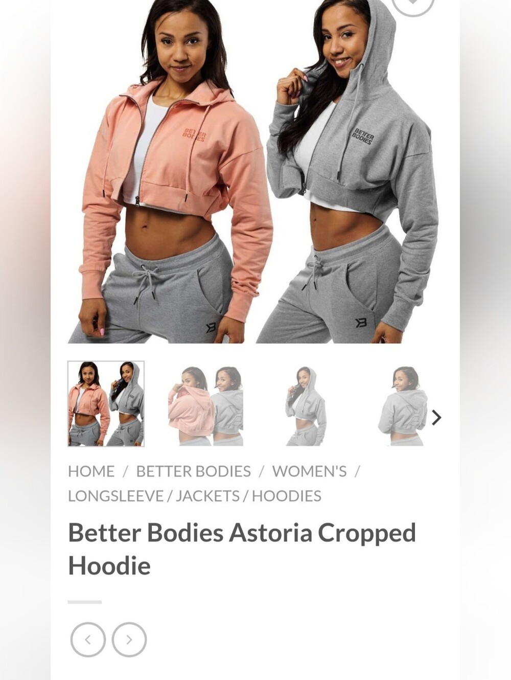 Better Bodies Astoria Cropped Zip Up Hoodie
